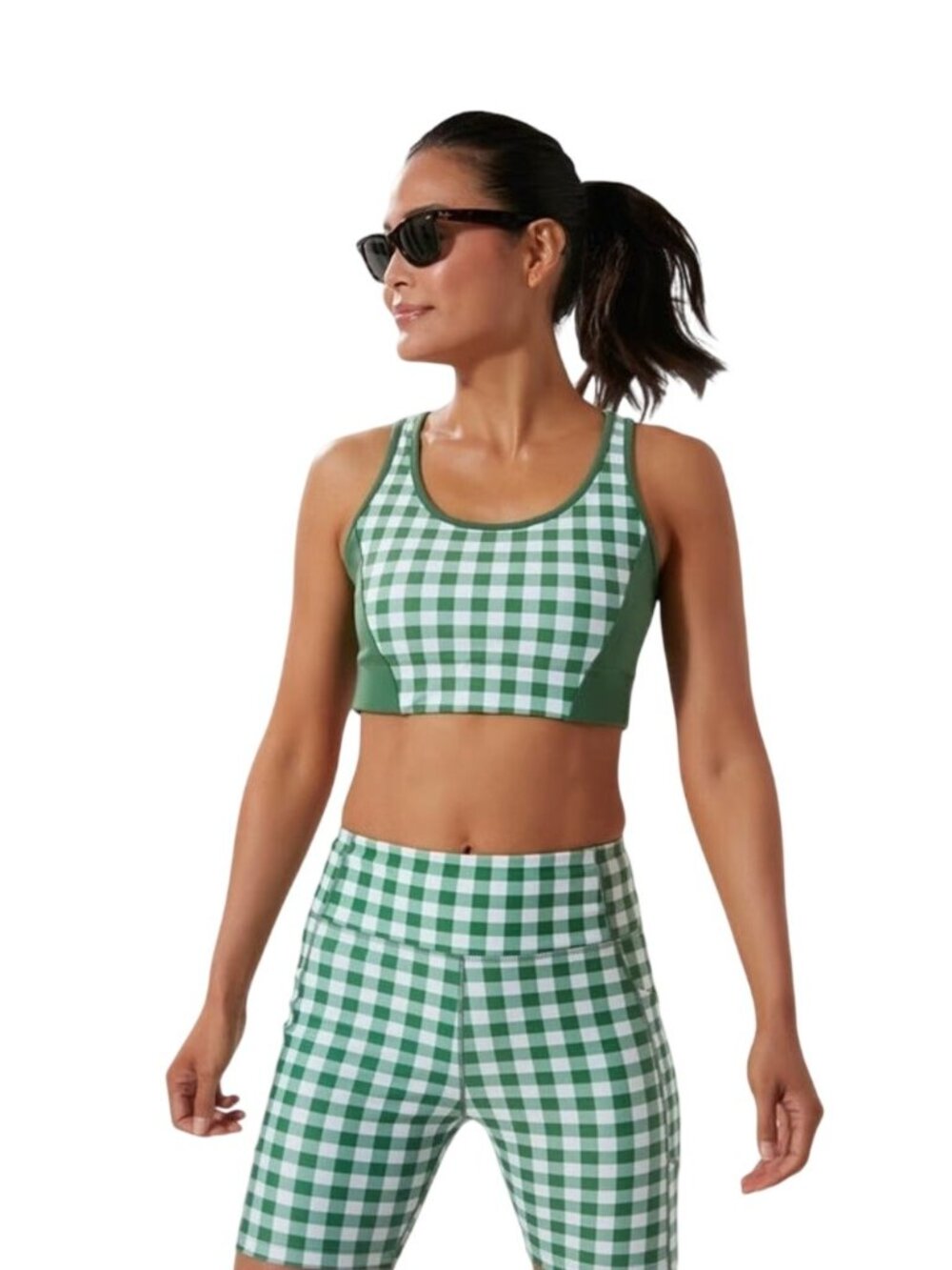 Tuckernuck Tnuck Sport Trellis Sports Bra in Green Gingham XSmall New Womens